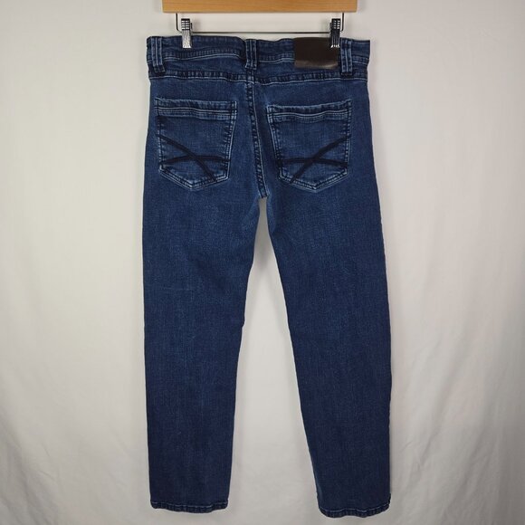 TK Axel Slim Bootcut Jeans Men’s 32x32 Blue Double Back‎ Pockets Stretch Denim - Picture 2 of 13